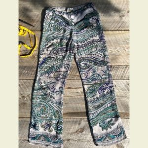 Claudie Pierlot - Paisley Patterned Pants - small - blue/green/purple/gray color
